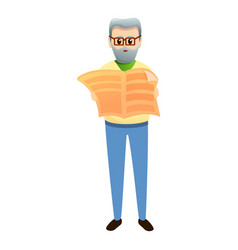 Grandfather Read Newspaper Icon Cartoon Style