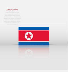 North Korea Flag Icon In Flat Style National Sign