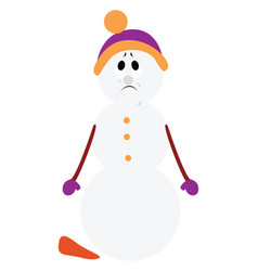 Sad Snowman On White Background