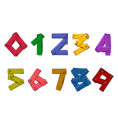 Set Wooden Numbers Colored Wooden Plank In Digits