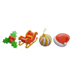 3d Holly Berries Red Sleigh Striped Christmas