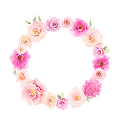 Circle Roses Frame Watercolor Wreath Flowers