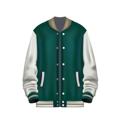 Realistic White And Green Baseball Jacket