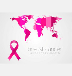 Breast Cancer Awareness Pink Ribbon And Map