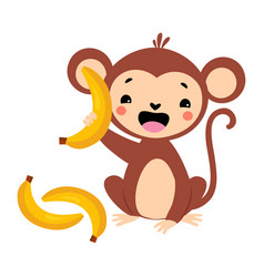 Cute Playful Monkey With Long Tail Holding Yellow