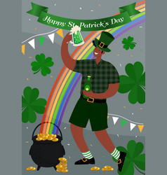 Happy St Patrick Day Poster Man Drinks Beverage