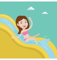 Woman Riding Down Waterslide