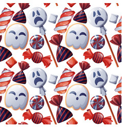 Seamless Pattern With Halloween Sweets Ghost