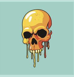 Digital Of A Skull With Dripping Yellow Paint