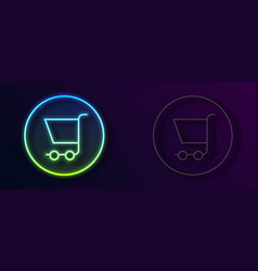 Glowing Neon Line Shopping Cart Icon Isolated