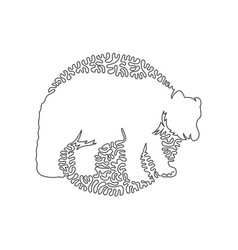 Continuous Curve One Line Drawing Of Walking Bear