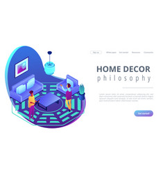 Feng Shui Interior Isometric 3d Landing Page