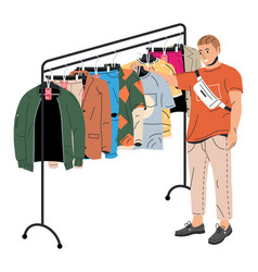 Man Near Rack With Clothes