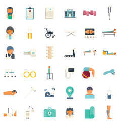 Physical Therapist Icons Set Flat Woman