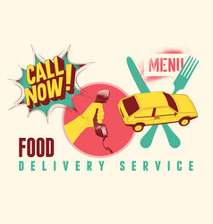 Food Delivery Service Vintage Poster Design