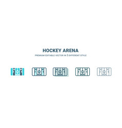 Hockey Arena Icon In 5 Different Style Outline