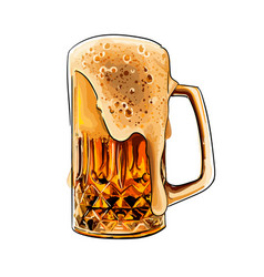 Beer Mug Glass Colored Drawing Realistic