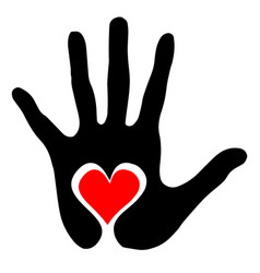 Black Silhouette Humans Handprint With Heart