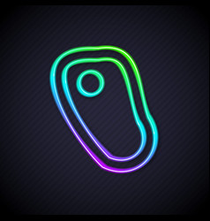 Glowing Neon Line Steak Meat Icon Isolated