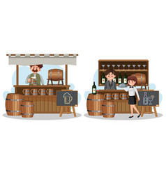 Market Stall Concept With Beer And Wine Shop Stall