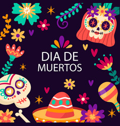 Flat Dia De Muertos Celebration