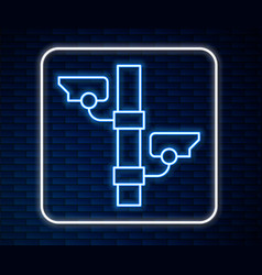 Glowing Neon Line Security Camera Icon Isolated