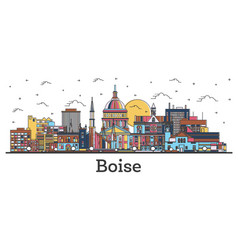 Outline Boise Idaho City Skyline With Color