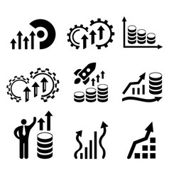 A Set Of Business Icons And Growth Chart