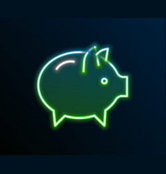 Glowing Neon Line Piggy Bank Icon Isolated