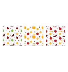 Rosh Hashanah Food Seamless Pattern Set