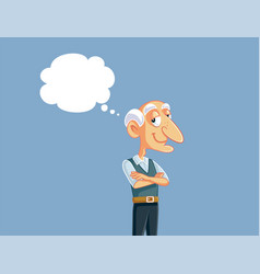 Smiling Happy Senior Man Thinking Cartoon