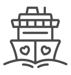 Cruise Ship With Hearts Line Icon Love