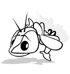 Drawing Of A Funny Flying Beetle With Huge Eyes