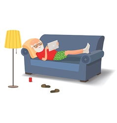 Elderly Man Lying On The Couch With A Tablet