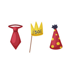 Carnival Photo Booth Party Objects Set Red Tie