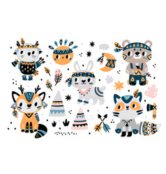 Cute Indian Tribal Animals Funny Bunny Fox