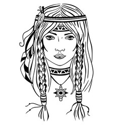 Hand Drawn Indian Female Head