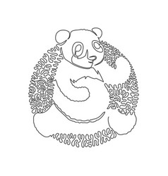 Single One Curly Line Drawing Of Cute Panda Bear