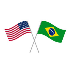 Brazil And Usa Flag Brasil With American