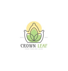 Green Leaf With Crown Logo Design Icon