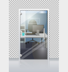 Office Interior Through Glass Door Flat