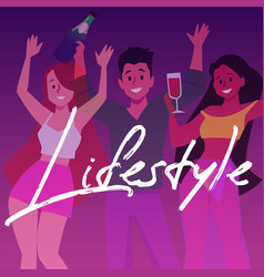 People On The Party Happy Lifestyle Flat Cartoon