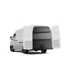 3d White Delivery Van With Open Doors