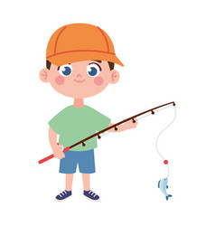 Cartoon Boy And Fishing Rod