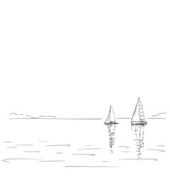 Drawing Two Sailing Boats With Reflection