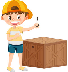 Locked Toy Box With A Boy Cartoon Character