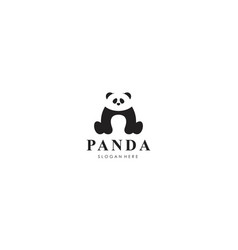 Panda Bear Silhouette Logo Design Template