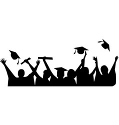 Students Graduate Throwing Cap Silhouette