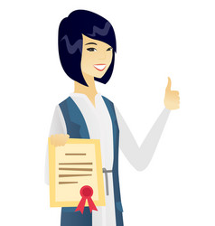 Young Asian Business Woman Holding A Certificate