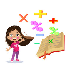 Cute Girl And Math Symbols